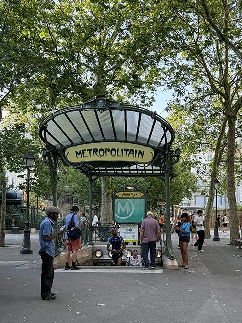 The Hector Guimard Metro entrances in Paris, France.