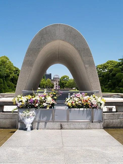 Hiroshima Peace Park Memorial by Isamu Noguchi in Hirshima, Japan.