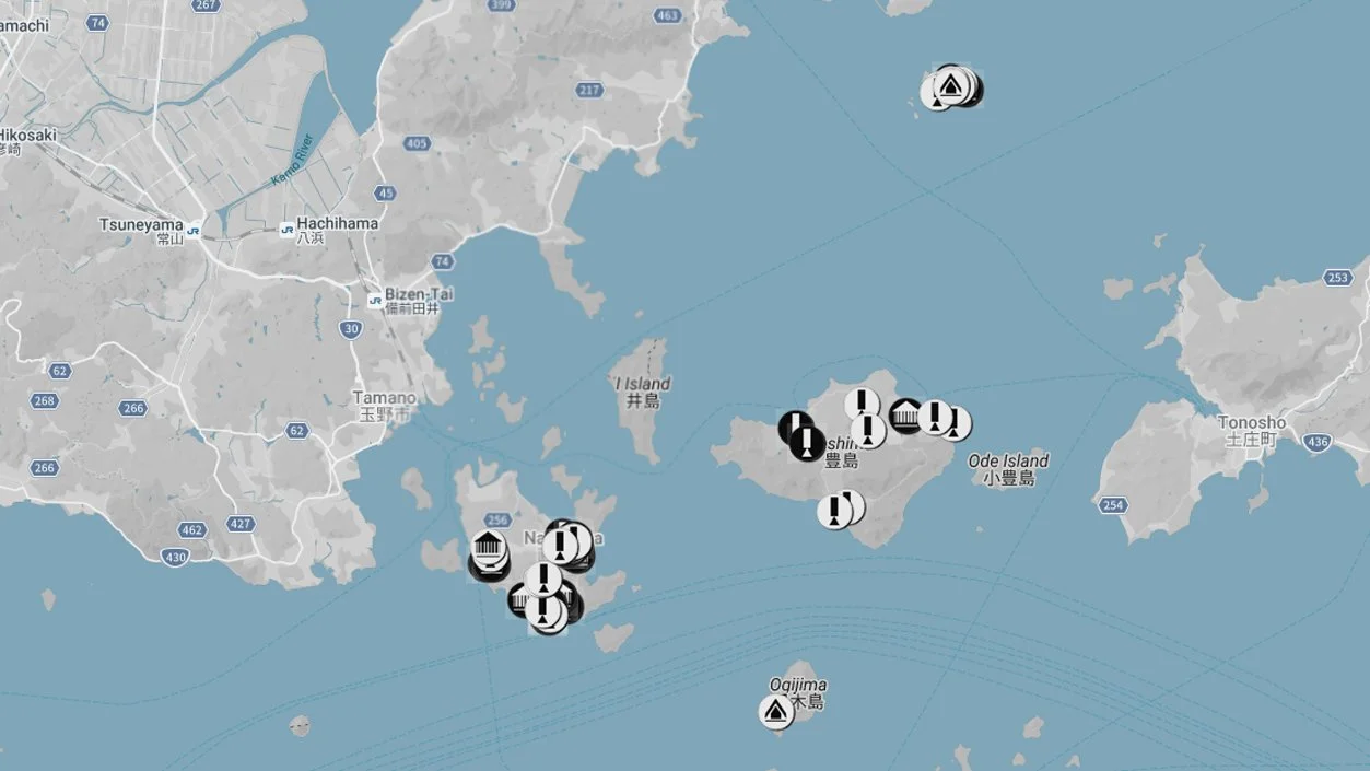 Google Map of locations in the Art Islands of Japan.