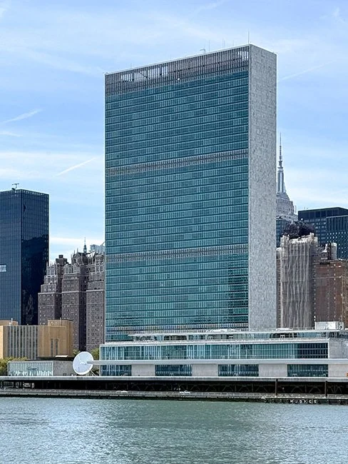 The United Nations Headquarters by Wallace Harrison in New York City.