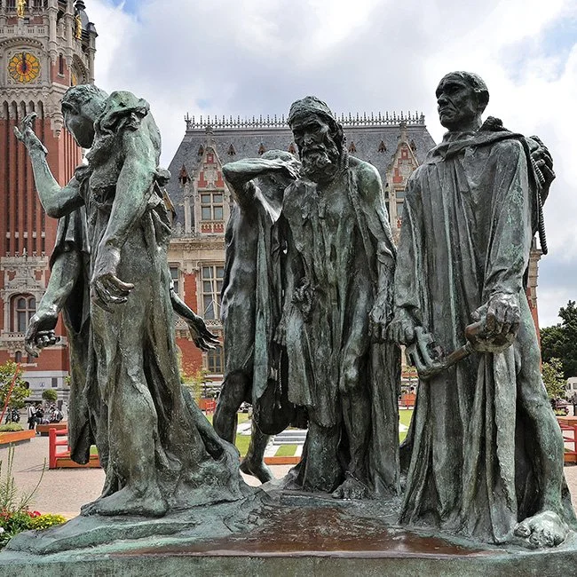 The Les Bourgeois de Calais sculpture by Auguste Rodin in Calais. (Image by Patrick)