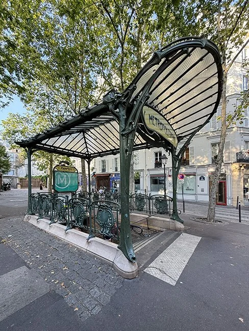 The Hector Guimard Metro entrances in Paris, France.