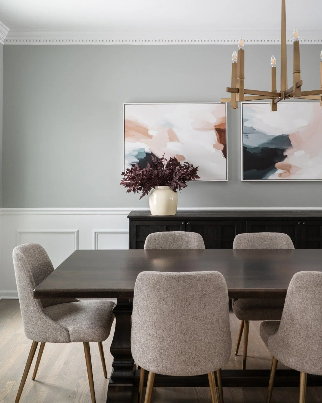 A little art and furniture refresh can go a long way! Our team brought this dining room together with a new table, chairs, a functional sideboard for storage, and thoughtfully selected artwork. 

Photography: @traci.shupert

#ArtworkMatters #DiningRo