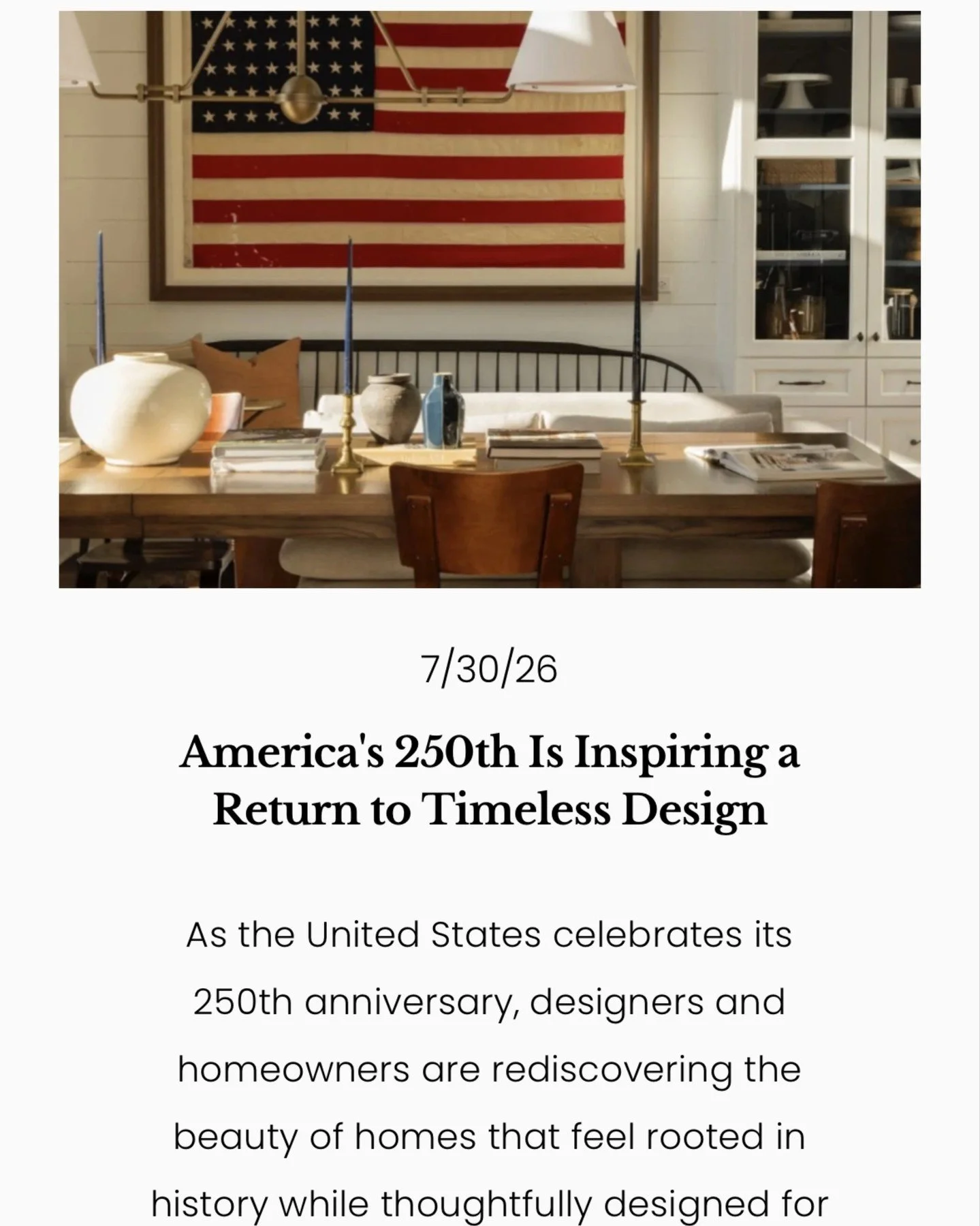 Red, white, and refined. Americana style is making a huge comeback in the design world, and we&rsquo;re loving every bit of it. 🇺🇸⭐️

Click the "Journal" link in our bio to read this month's newest blog post! 

#America250 #AmericanaDesig