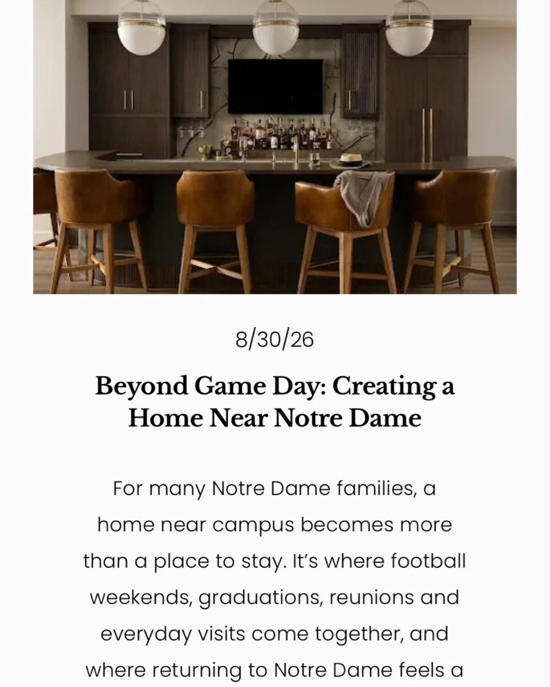 We help ND alumni and families design close-to-campus homes tailored for effortless hosting, meaningful connections, and lifelong memories. ☘️✨

Ready to create your Notre Dame retreat? Tap the link in our bio to read our latest Journal post and see 