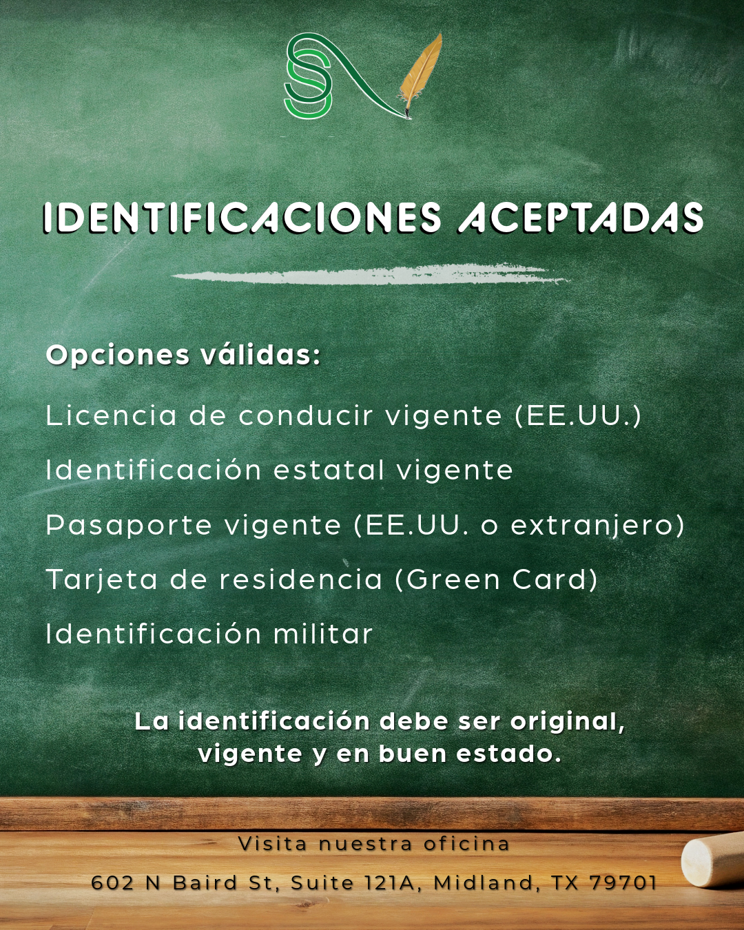Identificaciones aceptadas