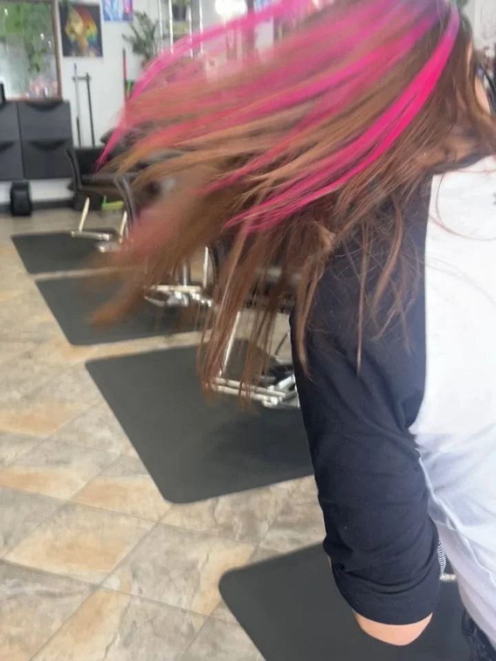 We spent part of the day today coloring some extensions!! Are you looking to add alittle flair to your hair but don't want to risk coloring your own? Extensions pieces are a great option!!! we can add a pop of color or a racoon tail without you havin