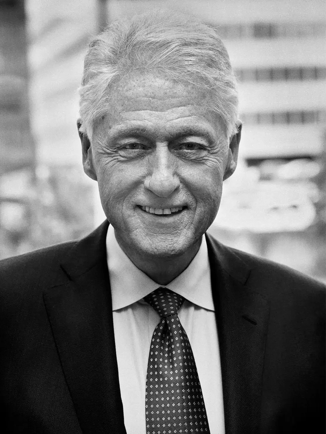 Portrait of President Bill Clinton in Black and White