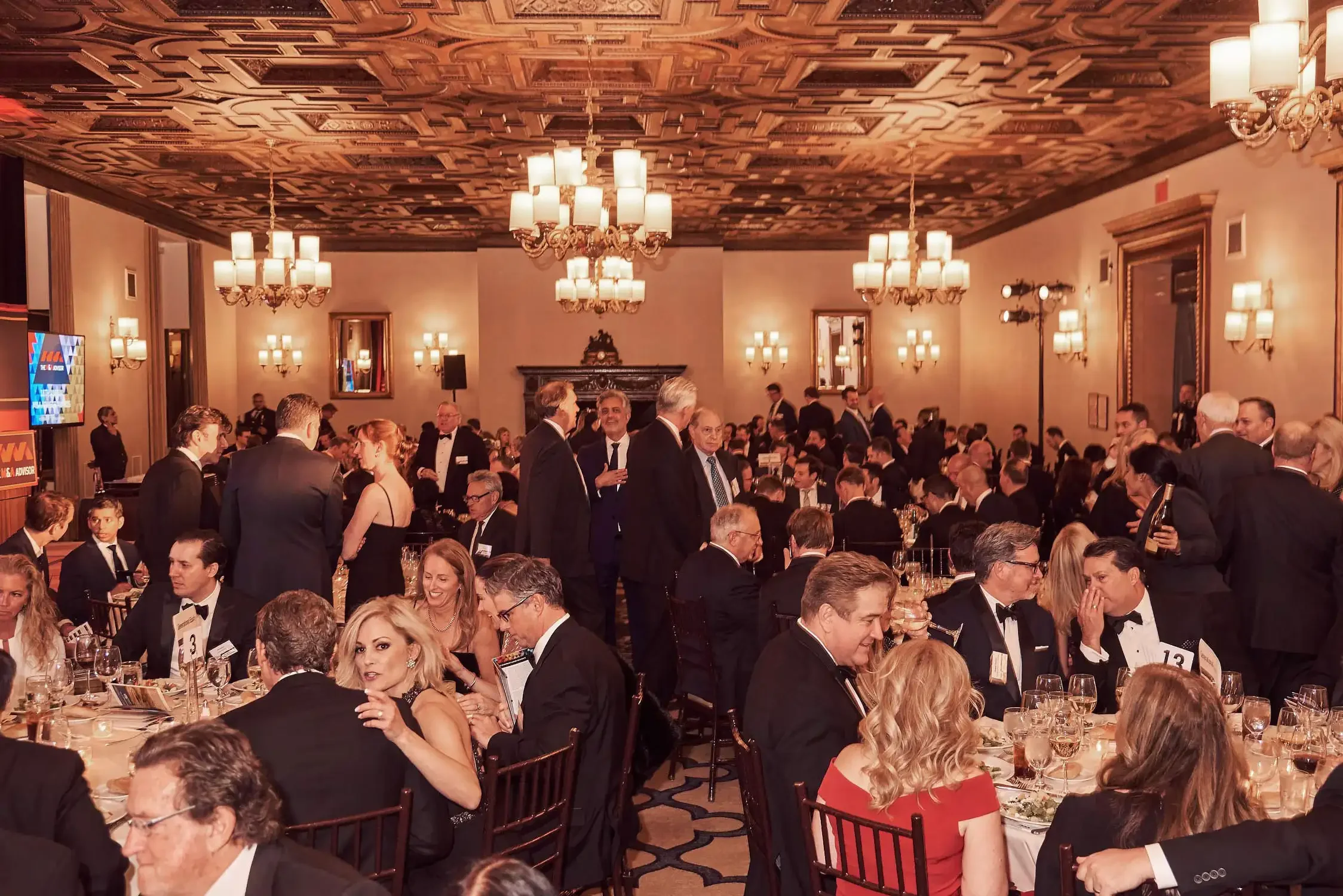 Corporate dinner party in a fancy New York club