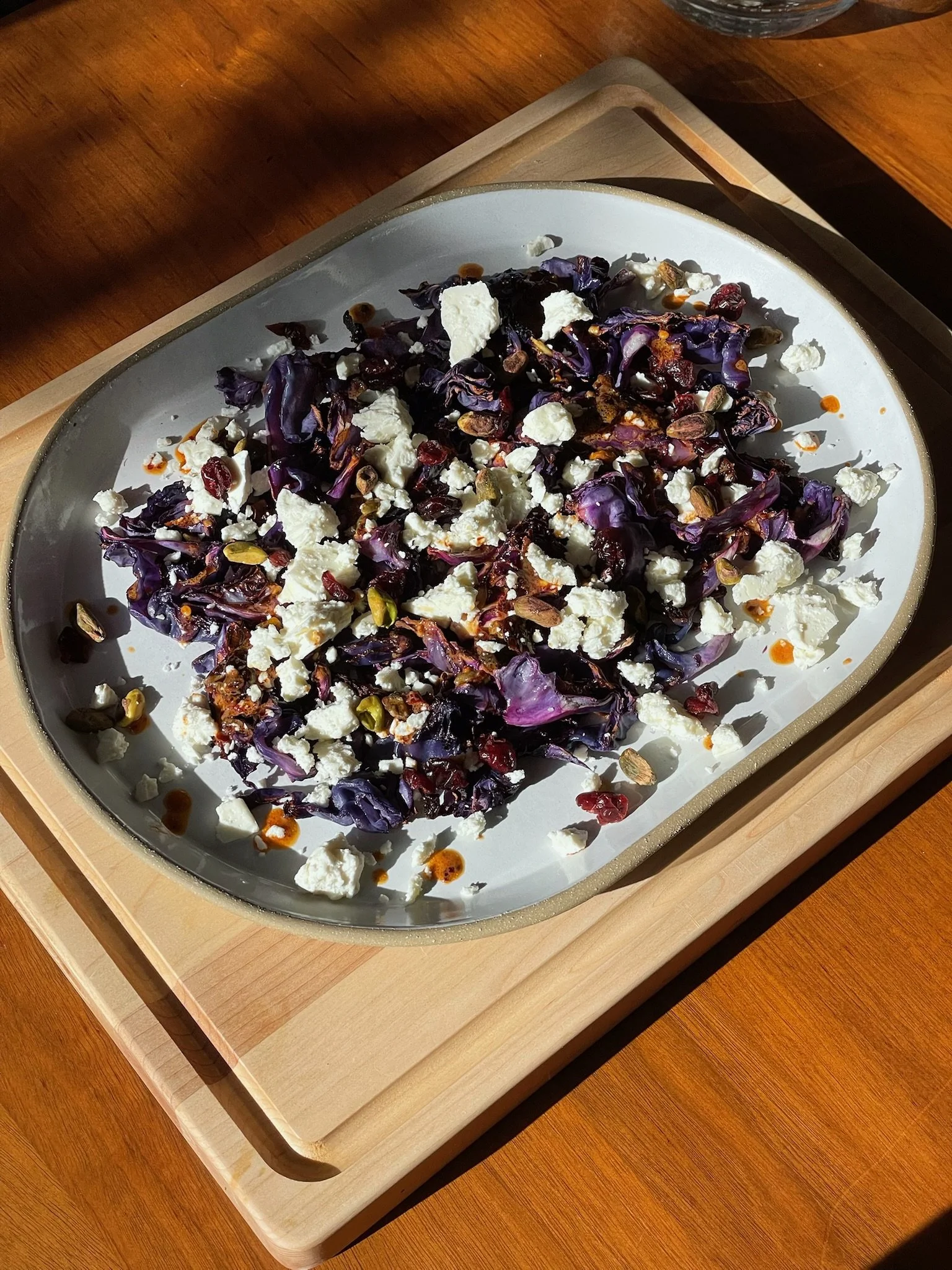 Roasted Cabbage With Feta, Cherries and Pistachios