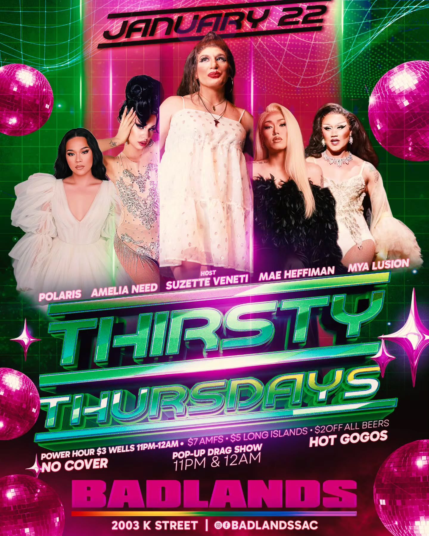 Catch Thirsty Thursdays next week hosted by Suzette Veneti. Plus we have gogo dancers and drink specials all night long. Free Entry ✨