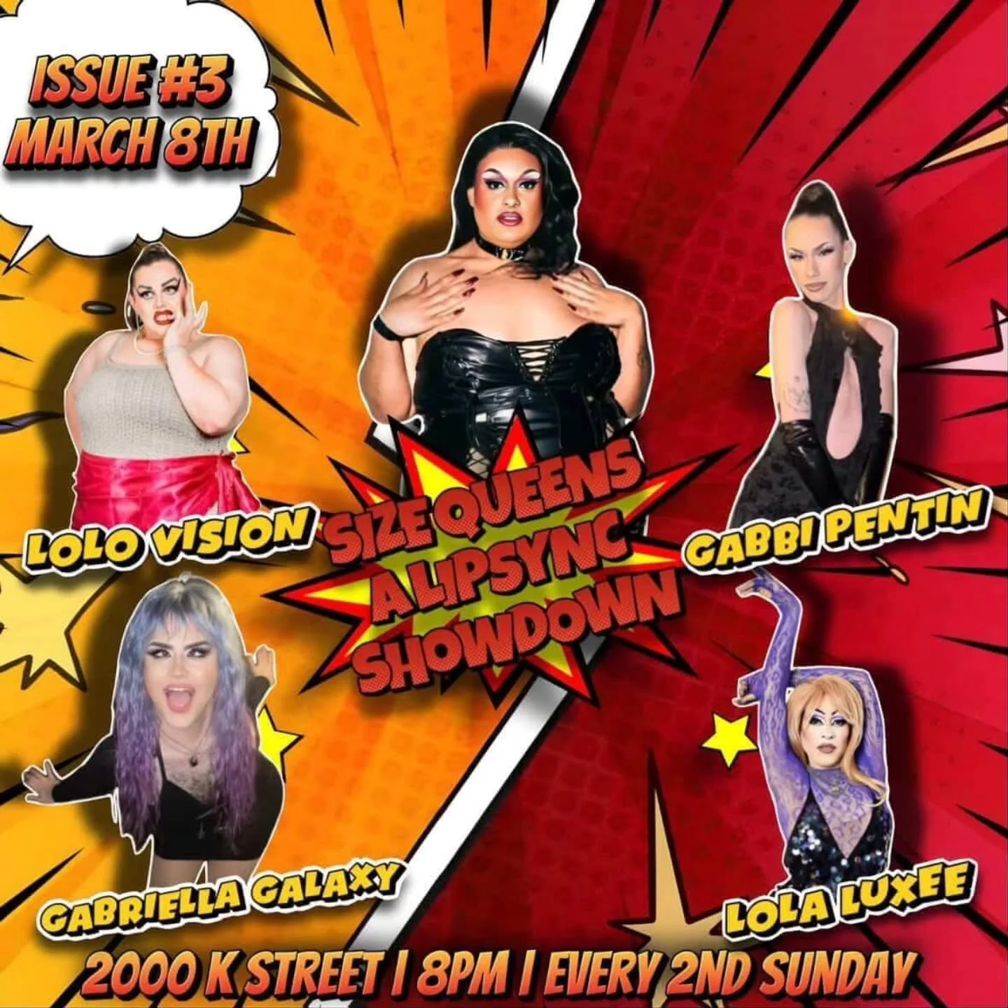 This Sunday! Size Queens - A Lip Sync Showdown returns. Hosted by Rose Rowzay with special guest Judge Eva Changing Envy. Showtime at 8pm and FREE ENTRY ✨