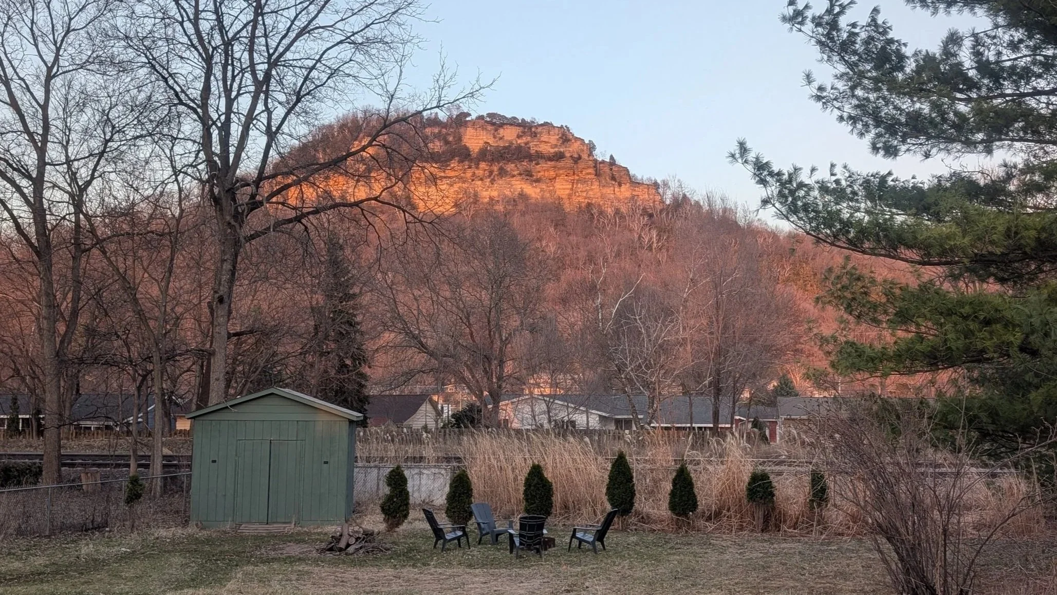 Sunset view of a bluff in La Crosse Wisconsin