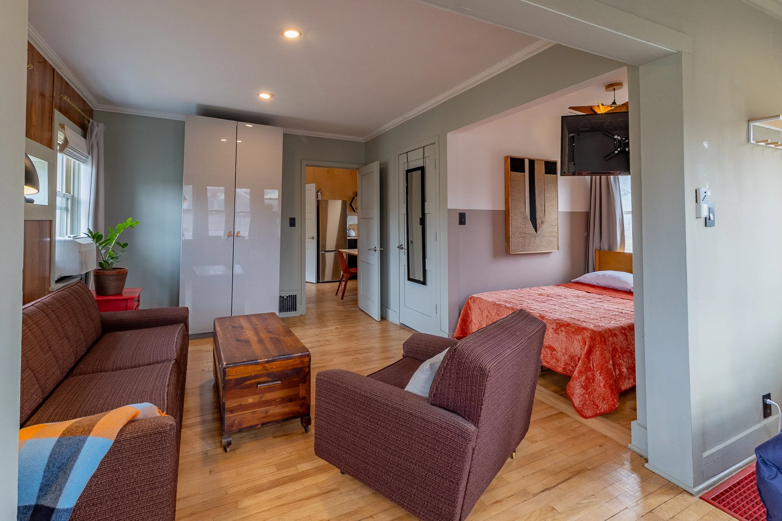 living area + full bed