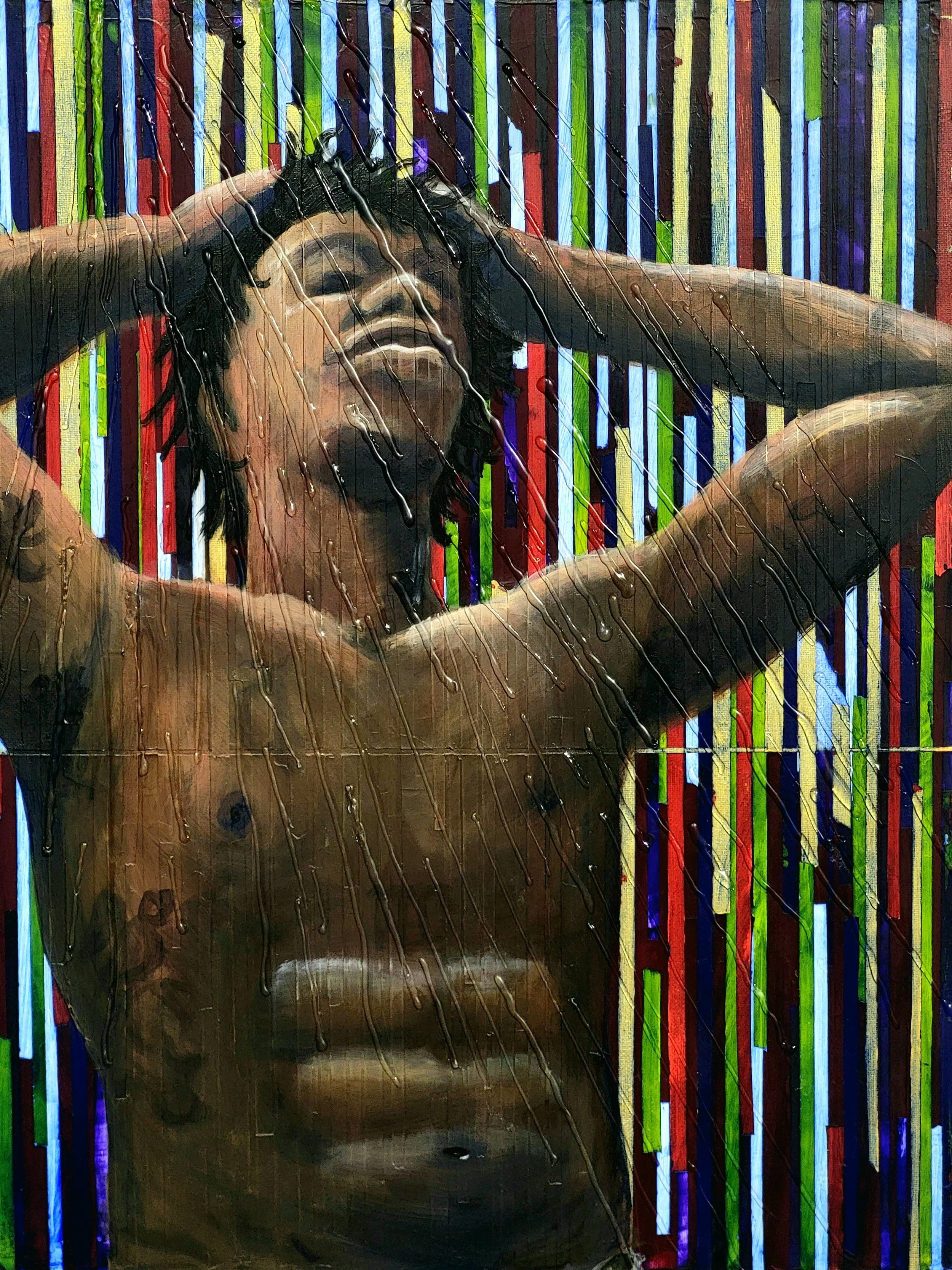 Derek, Awash in Color, Mixed Media on Canvas, 20 in. x 16 in., 2024