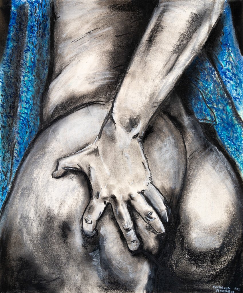 David with Blue Towel, Soft Pastels on Bristol Board, 24 in. x 18 in., 2023