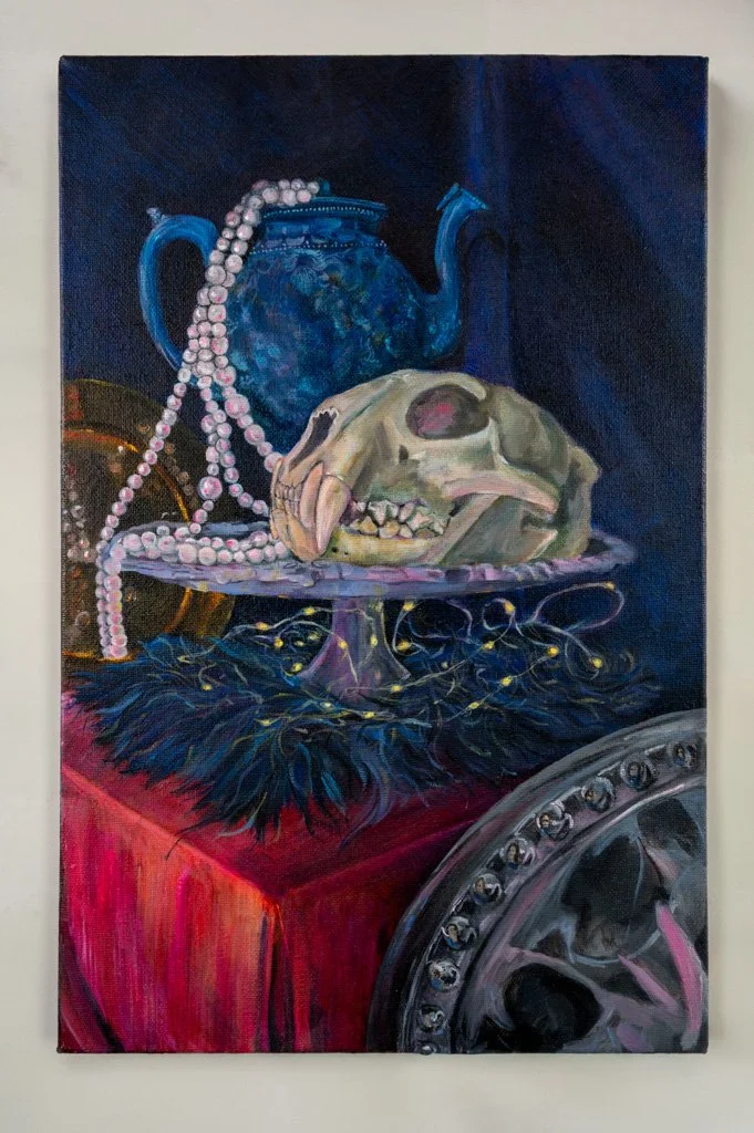 Pearls Before Bones, Oil on Canvas, 17in x 11in, 2024
