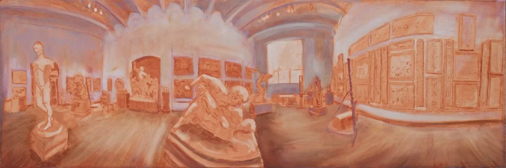 Pennsylvania Academy of the Fine Arts (PAFA) Cast Hall as of May 10th 2024, Oil on Canvas, 16in x 47in, 2025 