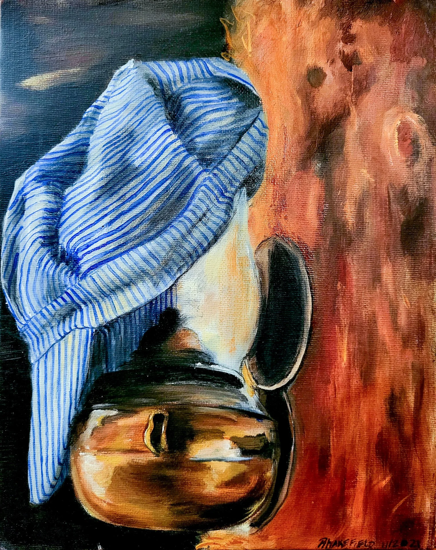 Nostalgia: Train Hat, Oil on Canvas Board, 12 in. x 9 in., 2021