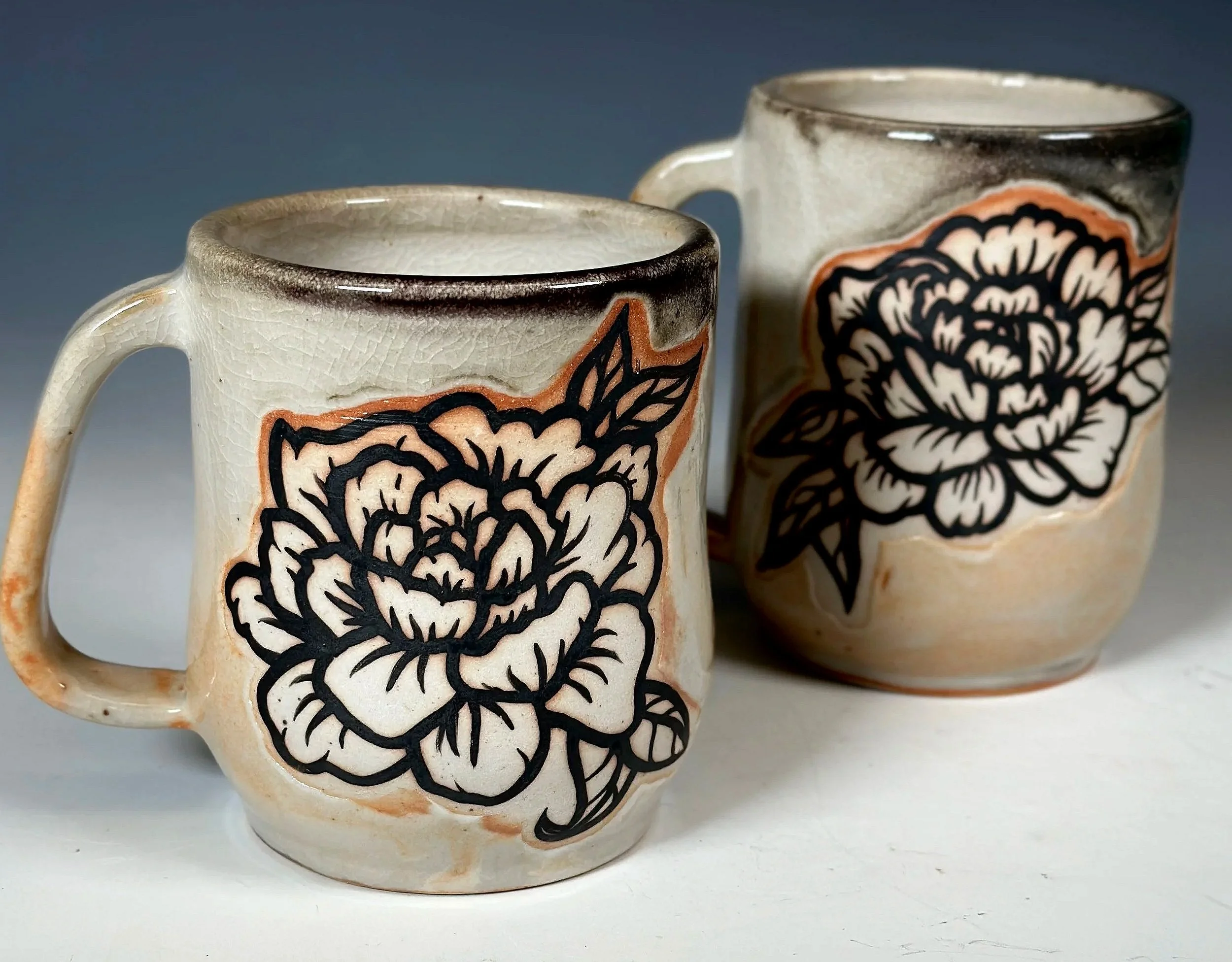 Floral Shino Mugs,
Ceramic,
2024