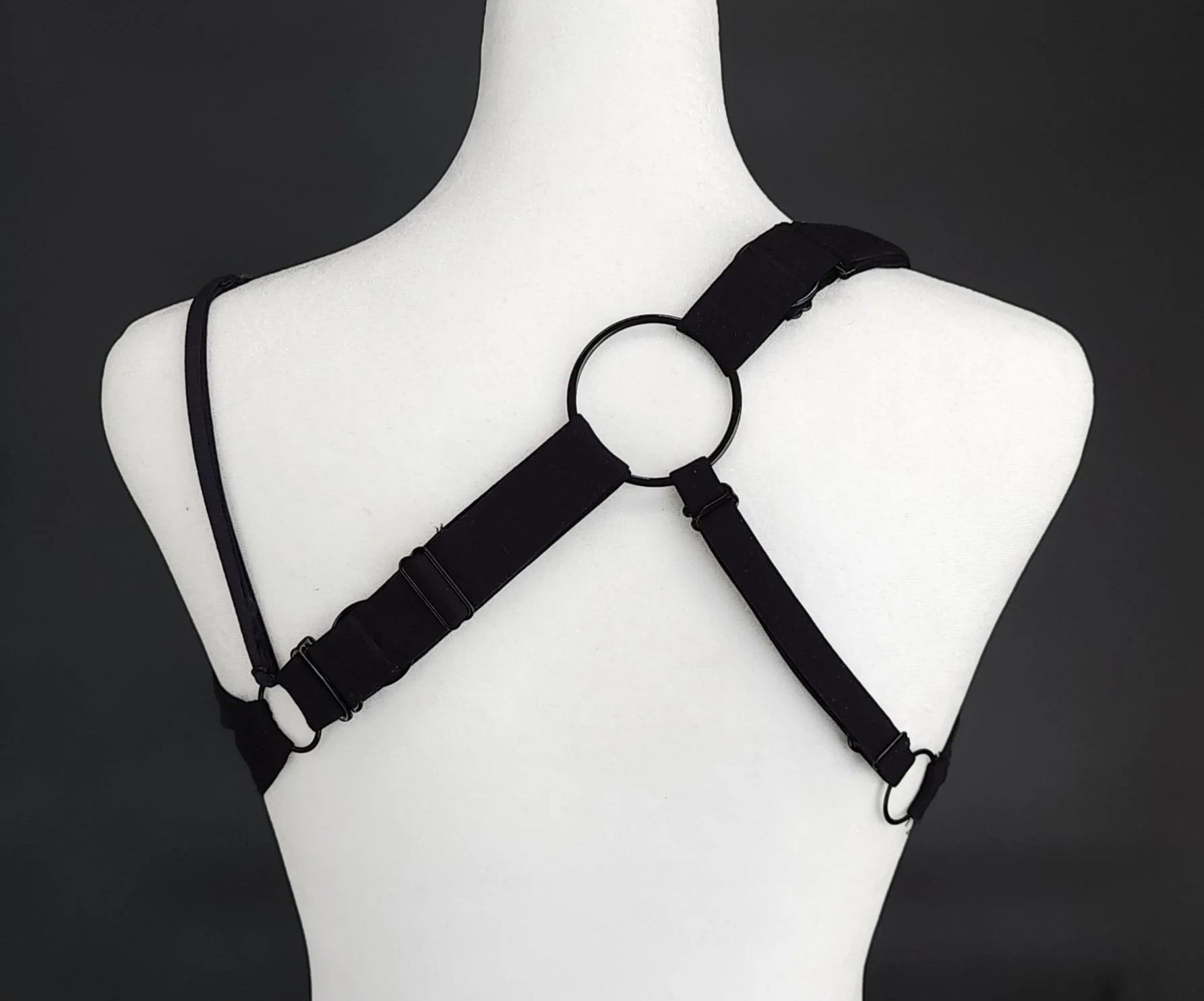 The BraBerry Gold, patented, no underwire, no stomach pressure, pure cotton, back view with one arm back straps.