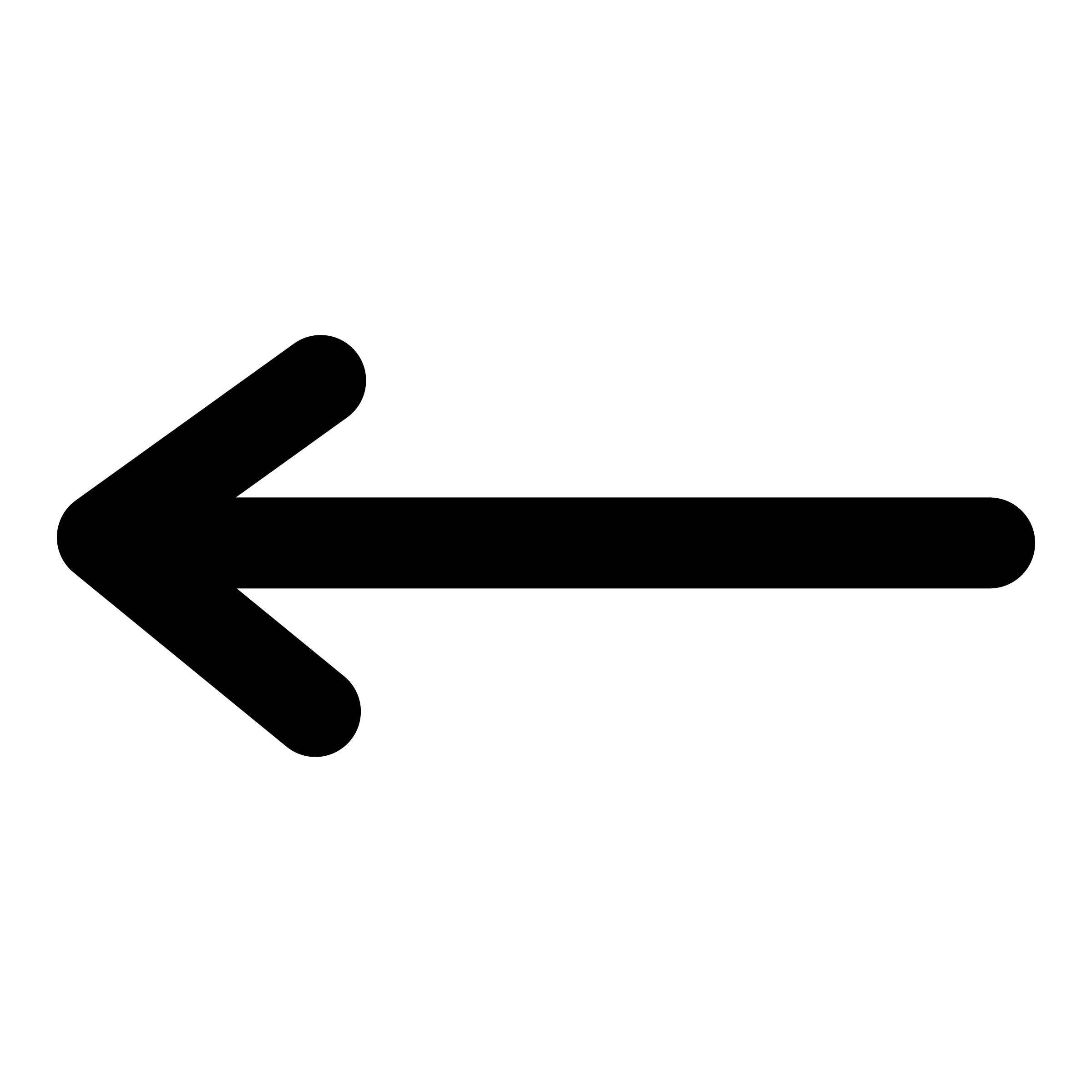 A white left arrow on a black background, indicating a direction to go or turn left.