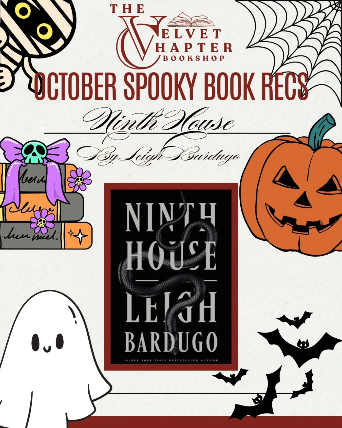 Spooky Book Recc featuring Ninth House by Leigh Bardugo

&quot;Dark magic, Ivy League secrets and a girl who sees ghosts...&quot;
 
If you like your fantasy with a side of mystery, murder, and a morally complex heroine who refuses to stay down, Ninth