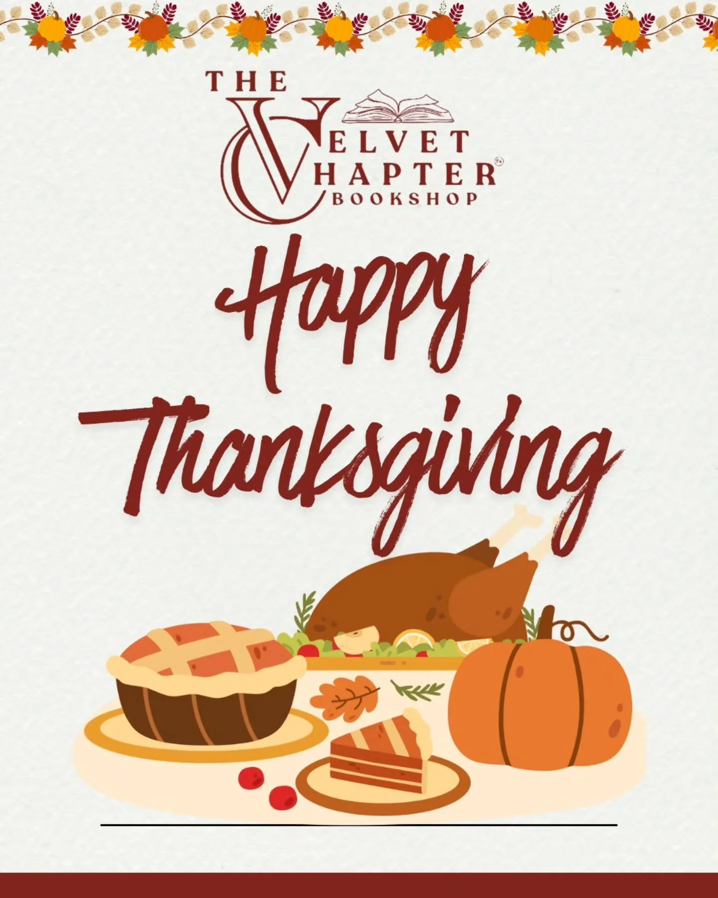Happy Thanksgiving from the team at The Velvet Chapter! 

We&rsquo;re closed today, but somewhere between the turkey and the pie, our booksellers are sharing their bookish thanks with all of you... gratitude for the stories that kept us up past midni