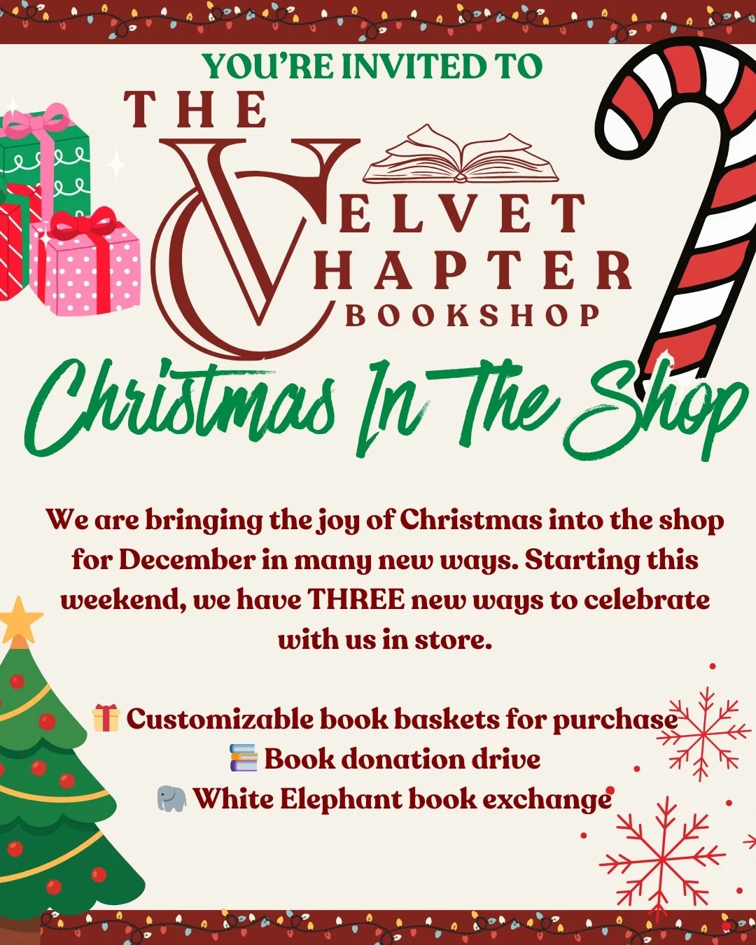 Bringing the Joy of Christmas to The Velvet Chapter 🎄

We&rsquo;re filling the shop with all the magic, mischief, and bookish cheer December can hold and we want you to celebrate with us! Starting this weekend, we&rsquo;re launching three new ways t