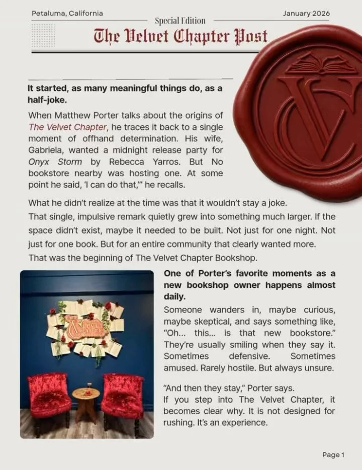 You may have heard this story before. If not, this felt like the right moment to share it here. 
Turning it into an article seemed like a fun way to tell it.

#thevelvetchapter #thevelvetchapterbookshop #petaluma #bookstagram #booksta
