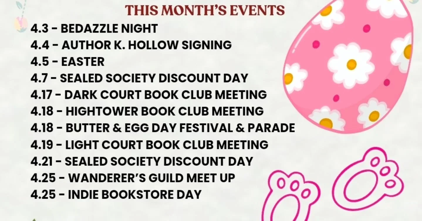 ✨🌸 **April at The Velvet Chapter** 🌸✨

A new month, a fresh chapter&hellip; and a calendar full of moments waiting to be lived between the pages. 📚💫

From sparkles to stories, book clubs to blooming spring days&mdash;there&rsquo;s a little magic 