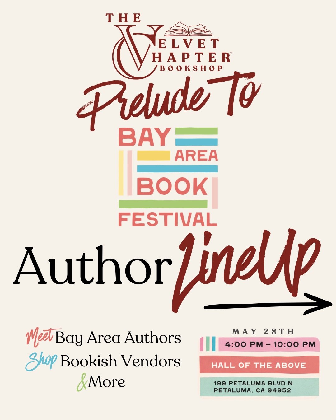 The Prelude lineup is here.
Fourteen authors. One night. May 28.
Sunday Times bestsellers, debut novelists, BookTok favorites, and the Bay Area&rsquo;s most interesting writers &mdash; all in one room.
Romantasy. Regency romance. Dark romance. YA sec