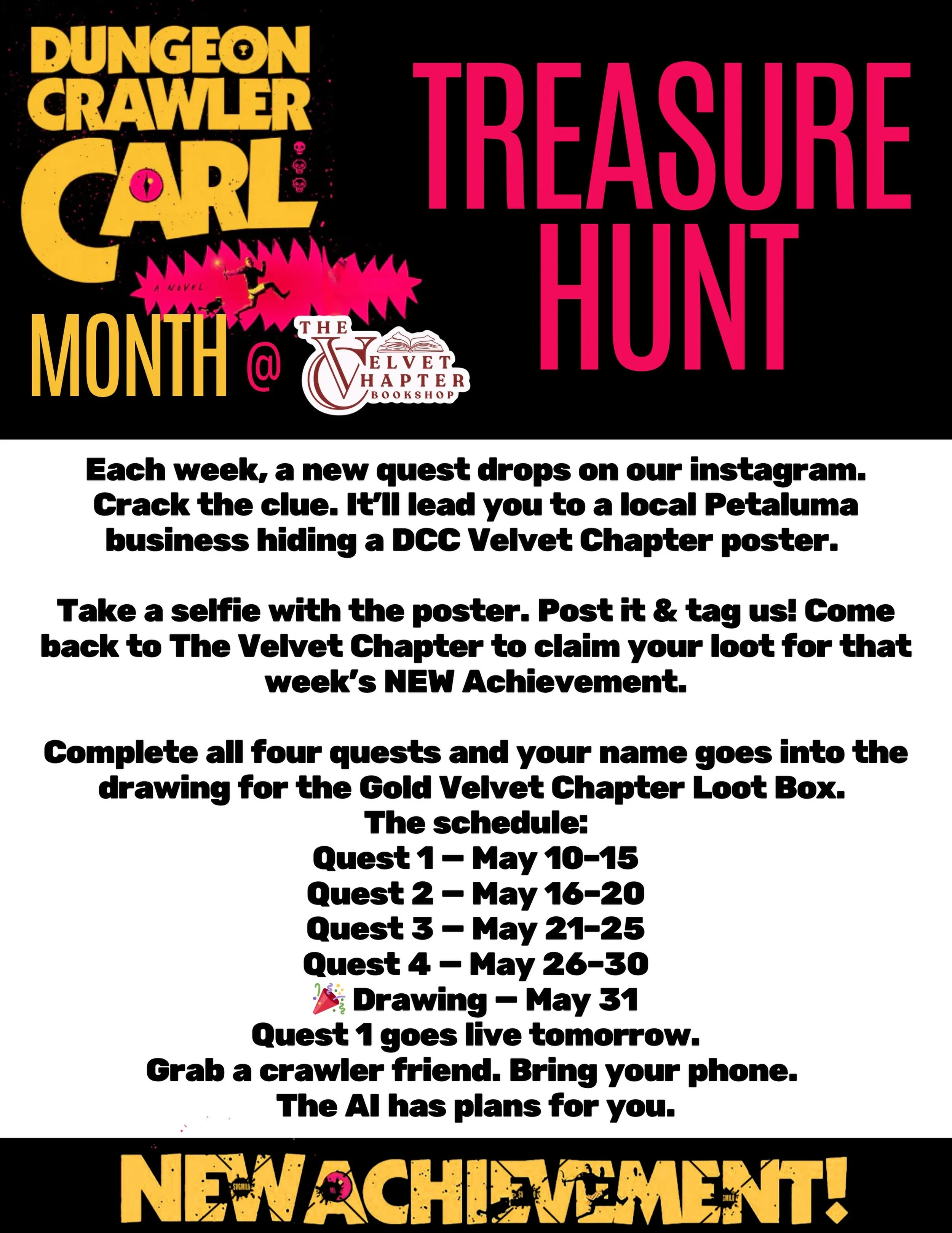 Dungeon Crawler Carl Month is here.
Quest 1 goes live tomorrow.
Grab a crawler friend. Bring your phone. The Velvet Chapter AI has plans for you.
Tag a fellow crawler in the comments who&rsquo;s in. 🗝️
#DungeonCrawlerCarl #DCCMonth #Crawler #Petalum