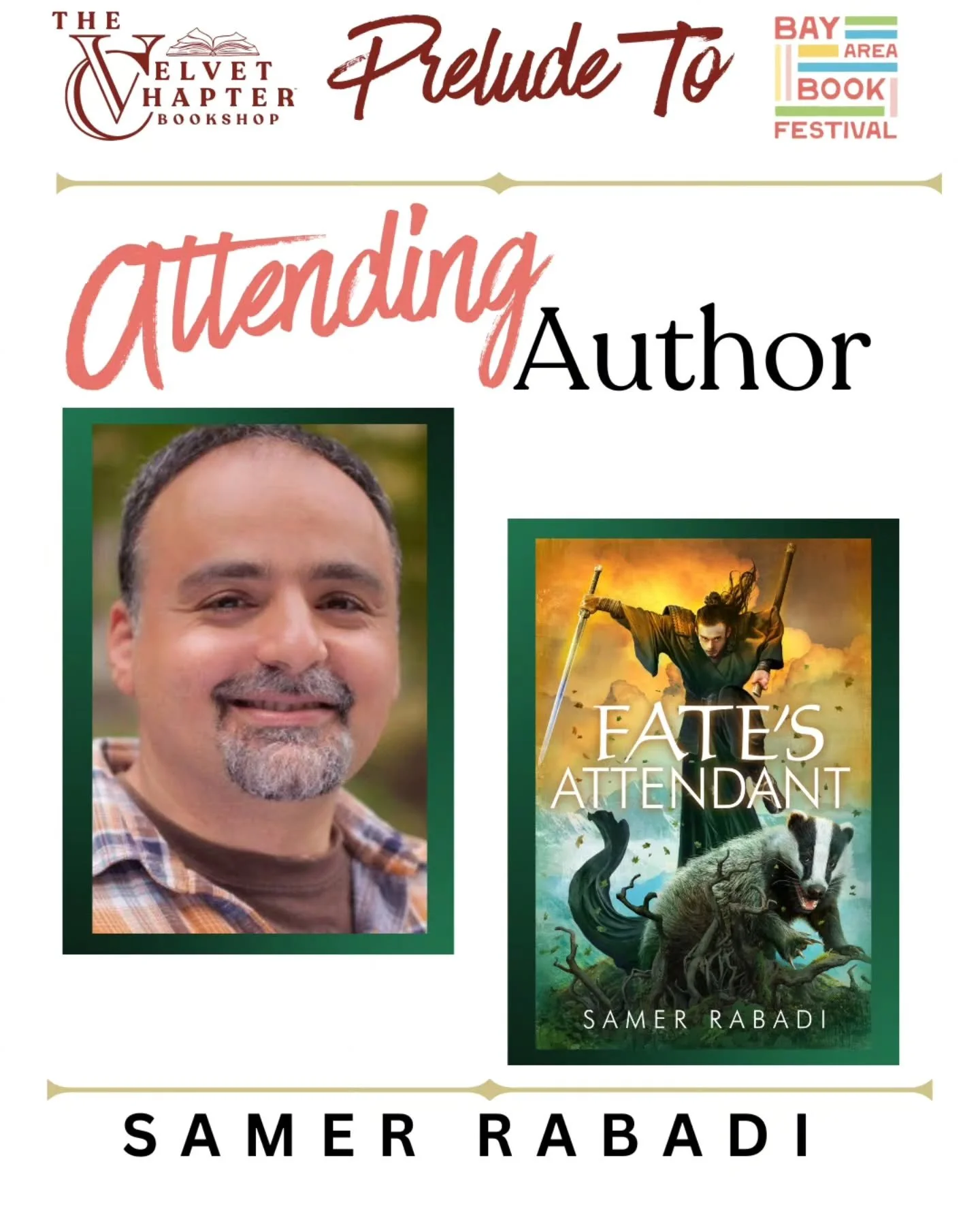 We are so excited to be hosting the Prelude to the Bay Area Book Festival on Thursday, May 28 at The Hall Of The Above 

We&rsquo;re thrilled to welcome Samer Rabadi for an unforgettable event of stories, conversation, and bookish celebration ahead o