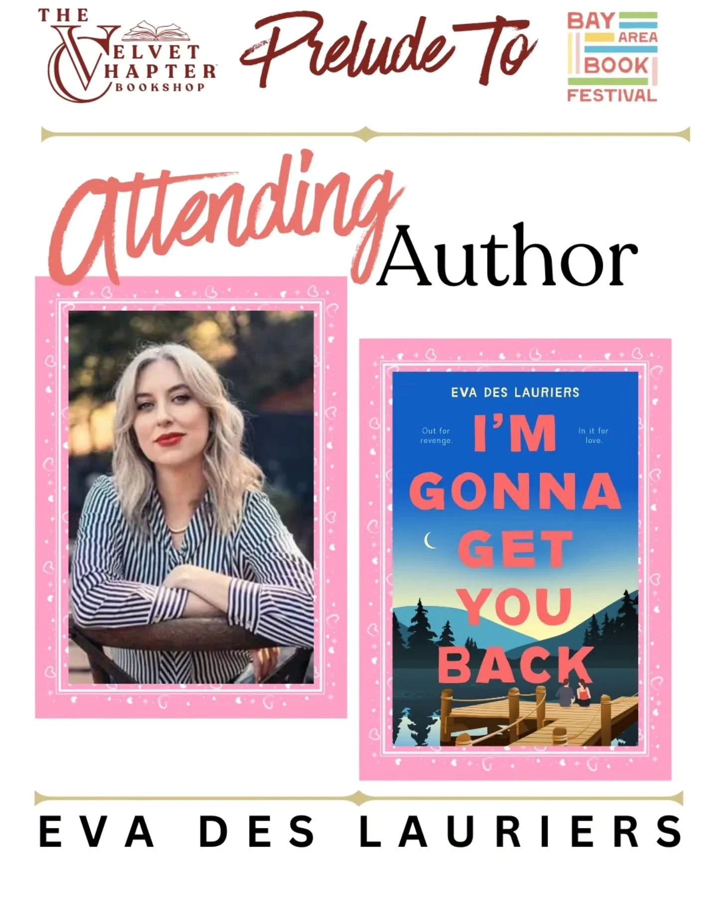 We are so excited to be hosting the Prelude to the Bay Area Book Festival on Thursday, May 28 at The Hall Of The Above 

We&rsquo;re thrilled to welcome Eva Des Lauriers for an unforgettable event of stories, conversation, and bookish celebration ahe