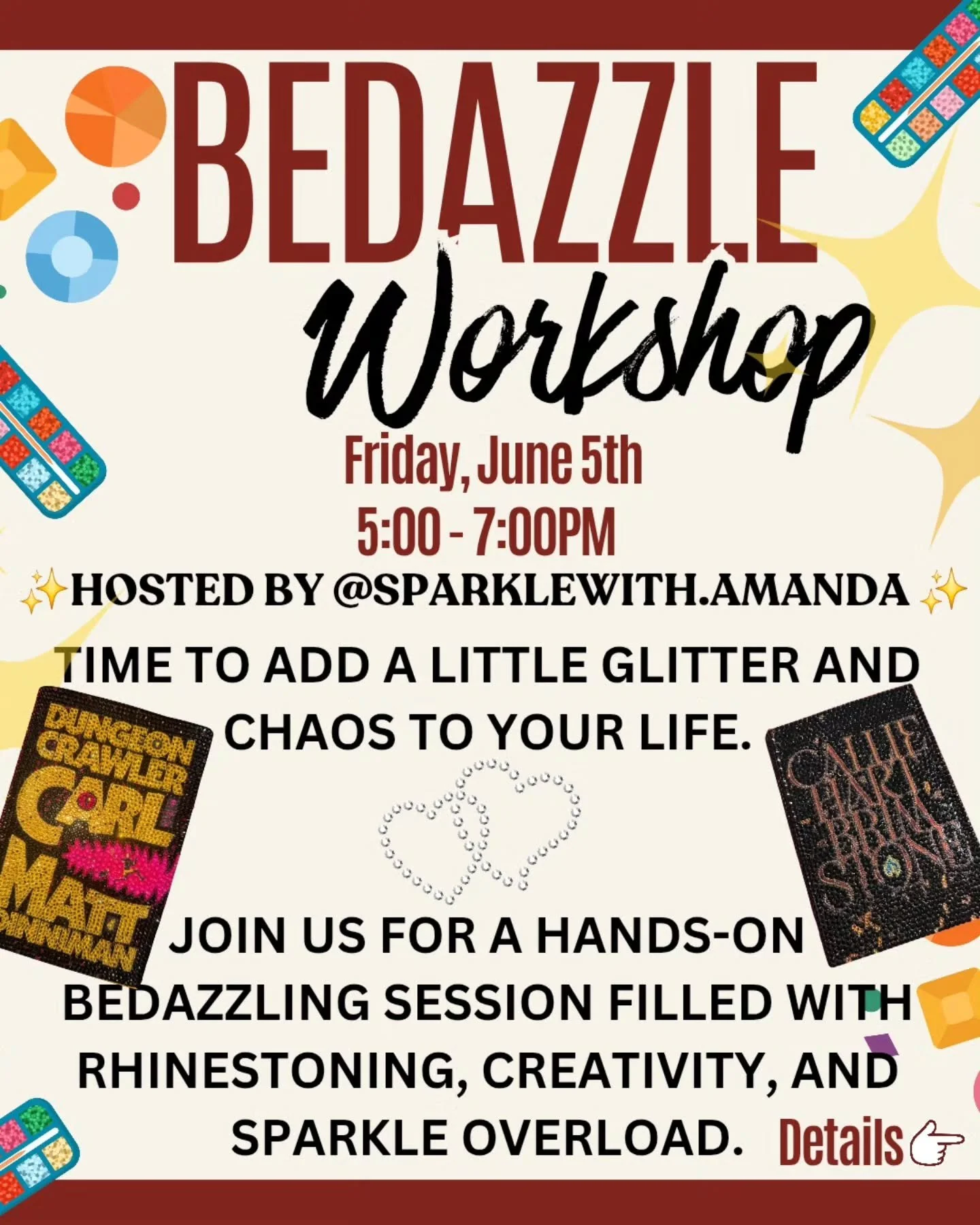 💎 Bedazzle Your Night at The Velvet Chapter*💎

It&rsquo;s time to add a little glitter&hellip; and a little chaos. 🖤

Join us for a hands-on bedazzling night where books (and anything you bring) get a sparkling upgrade. Think rhinestones, creativi