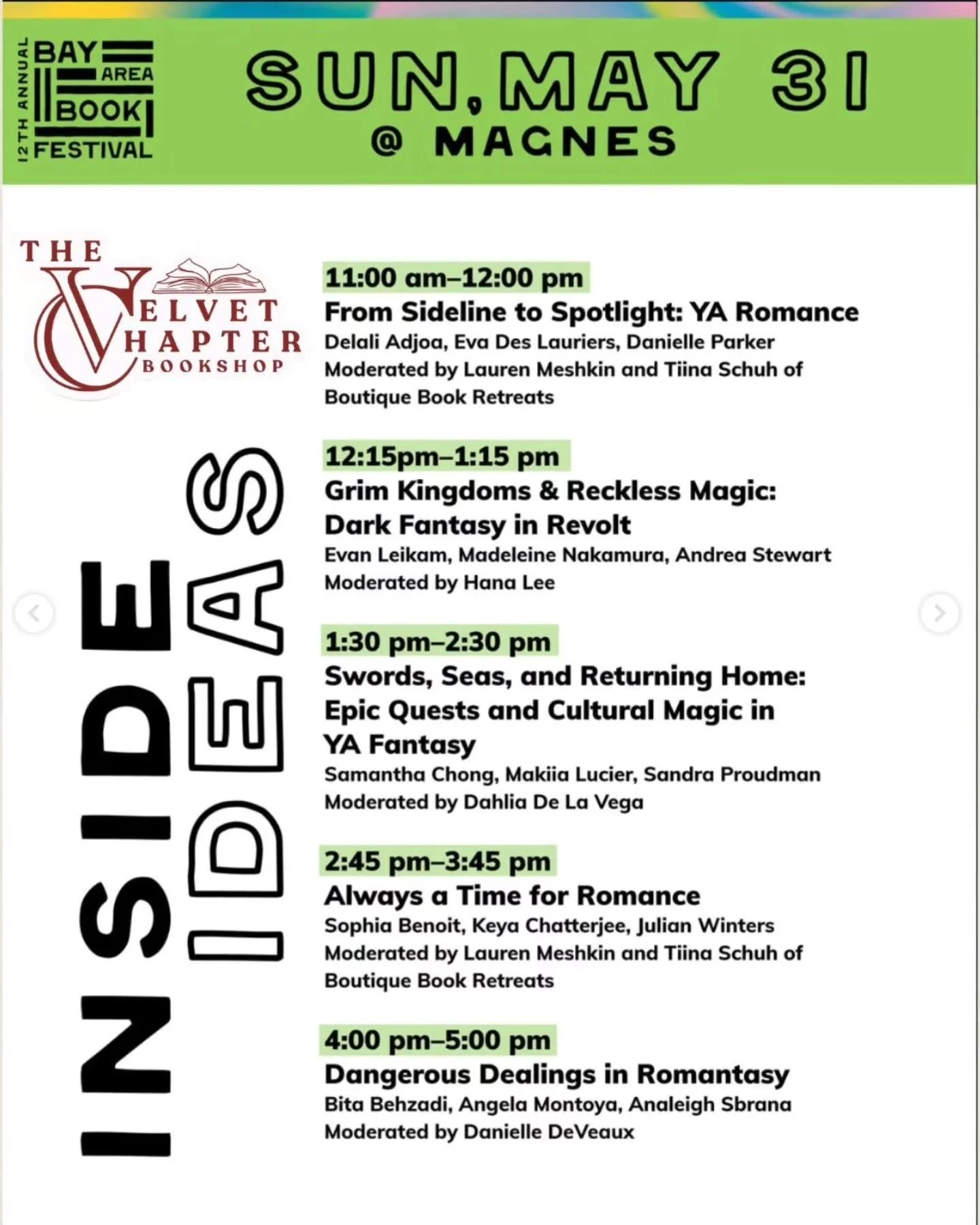 Looking for The Velvet Chapter at Bay Area Book Festival tomorrow? We've got you covered! ✨📚

You can find us in Small Press Alley, near The Magnes Collection in Berkeley.

While you're there, don't miss the incredible lineup of panels hosted throug