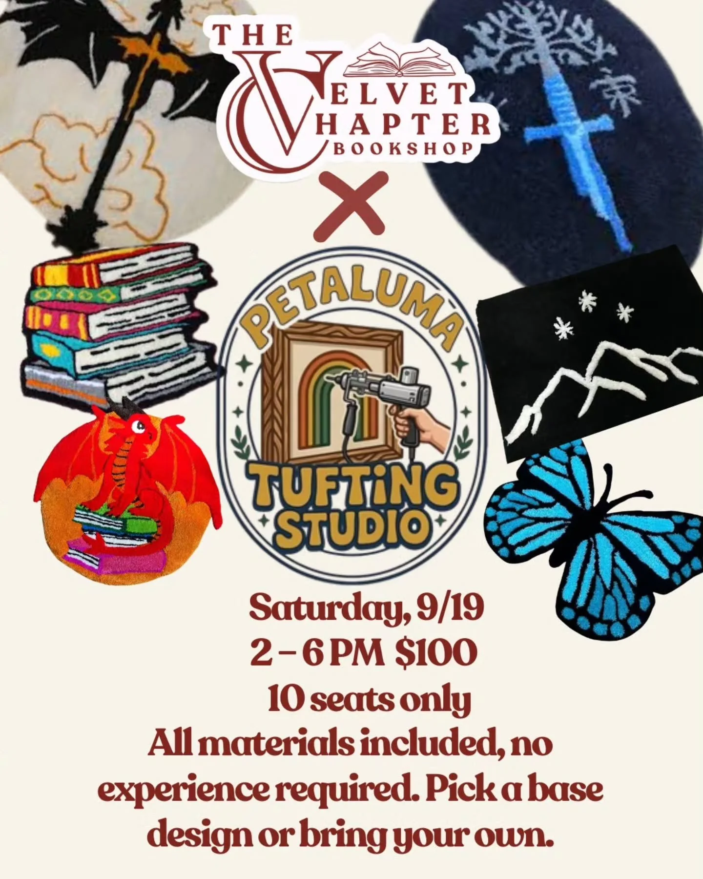 YOU&rsquo;VE NEVER TUFTED A RUG? PERFECT. 

Neither had most of the people who walked into their first workshop&hellip; and look at them now, casually creating adorable little masterpieces. 

We&rsquo;re teaming up with Petaluma Tufting Studio for an