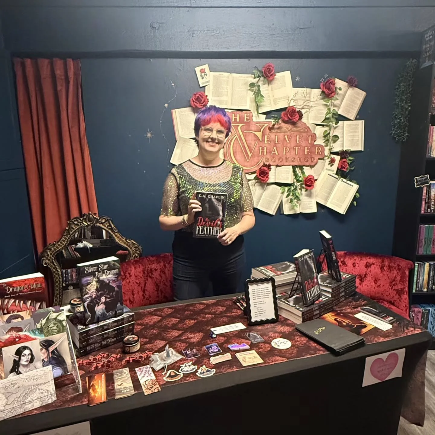 C.A. Chaplin is HERE! 🖤📖

Step into the darker side of romance and come meet the local author behind The Devil&rsquo;s Feather: Symphony of Scars.

🖤 Meet C.A. Chaplin
📖 Pick up your copy
✍️ Get it signed
⏰ TODAY until 4 PM
📍 The Velvet Chapter
