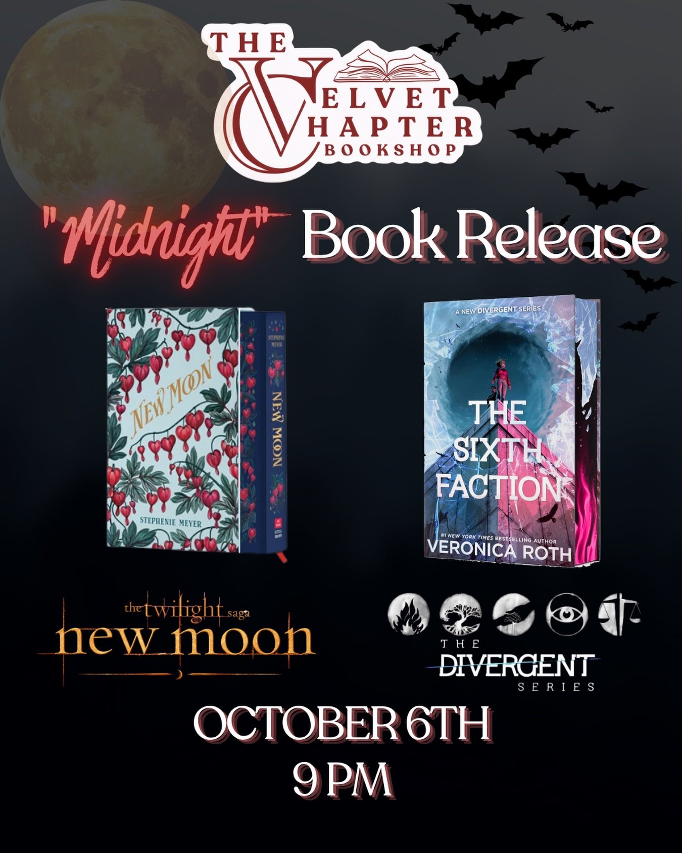 🌙✨ DIVERGENT VAMPIRES ARE COMING&hellip; SORT OF. ✨🌙

The wait is almost over. 👀

We&rsquo;re celebrating the New Moon Deluxe Book Release + The Sixth Faction with a little after-dark magic of our own. 🌙📚✨

🌙 NEW MOON Deluxe Release by Stepheni