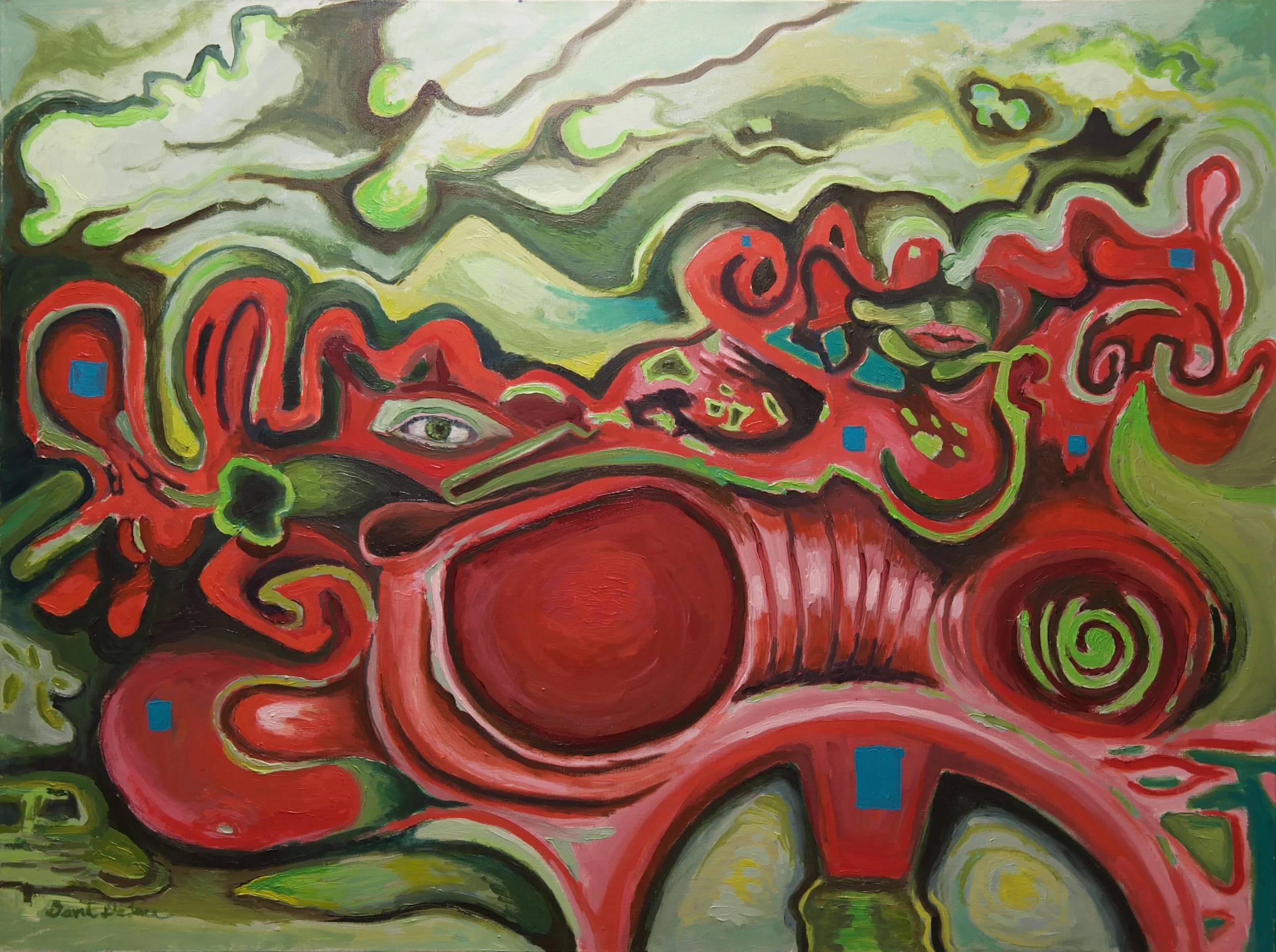  Red Green Abstract  
2023
Oil on Canvas
30” x 40”