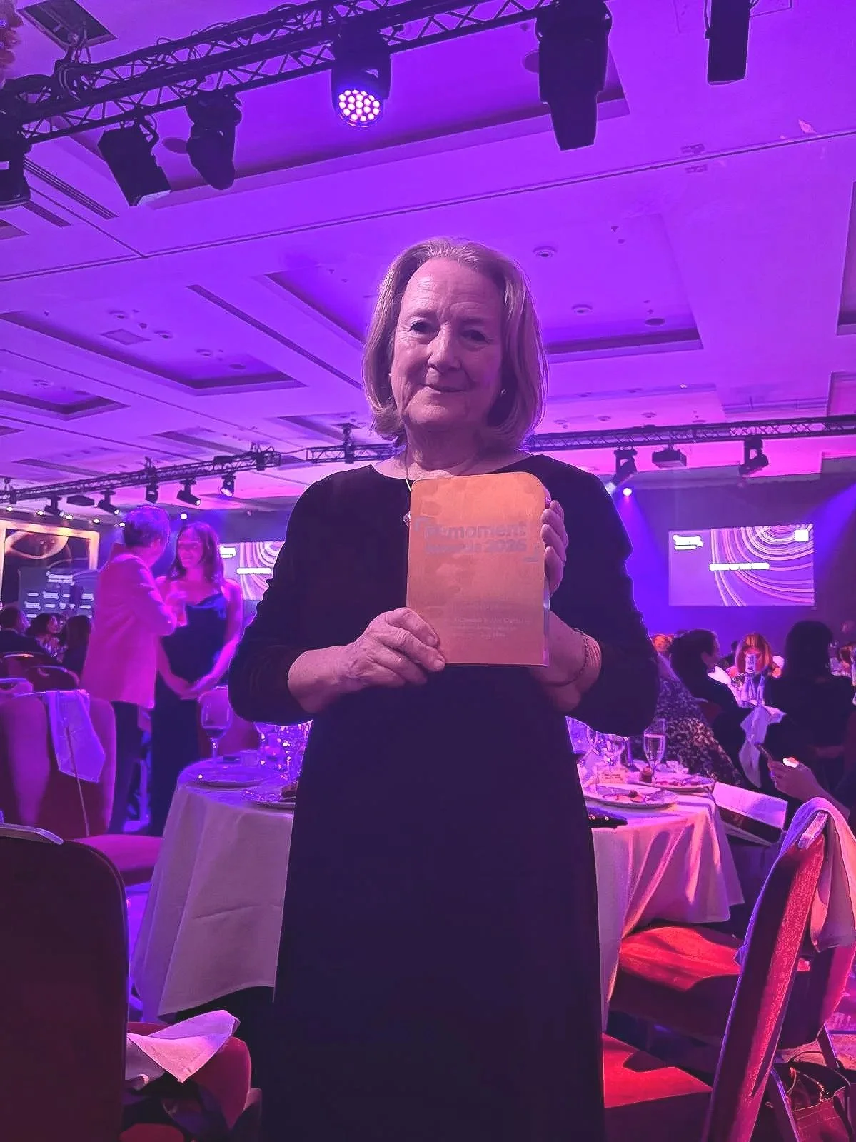  Shan Gregory-Smith, whose husband died in the crash, collecting the award on behalf of Tim Reid Media and the Chinook Justice Campaign.  