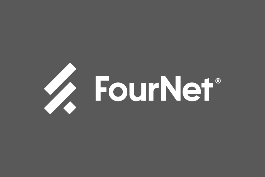 FourNet logo with stylized 'F' on gray background