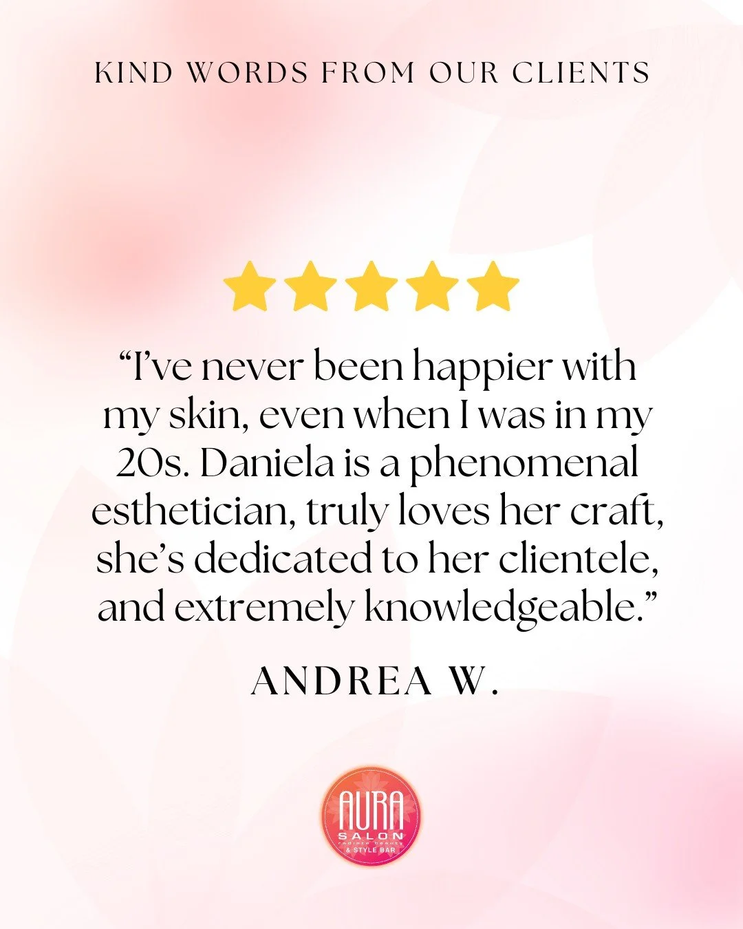 Thank you for your kind words Andrea... it's true, Daniela is so passionate about her work, so it's nice to see that recognized. We look forward to your next visit. 

&quot;I&rsquo;m 36 yrs old and starting to see changes in my skin after childbirth 