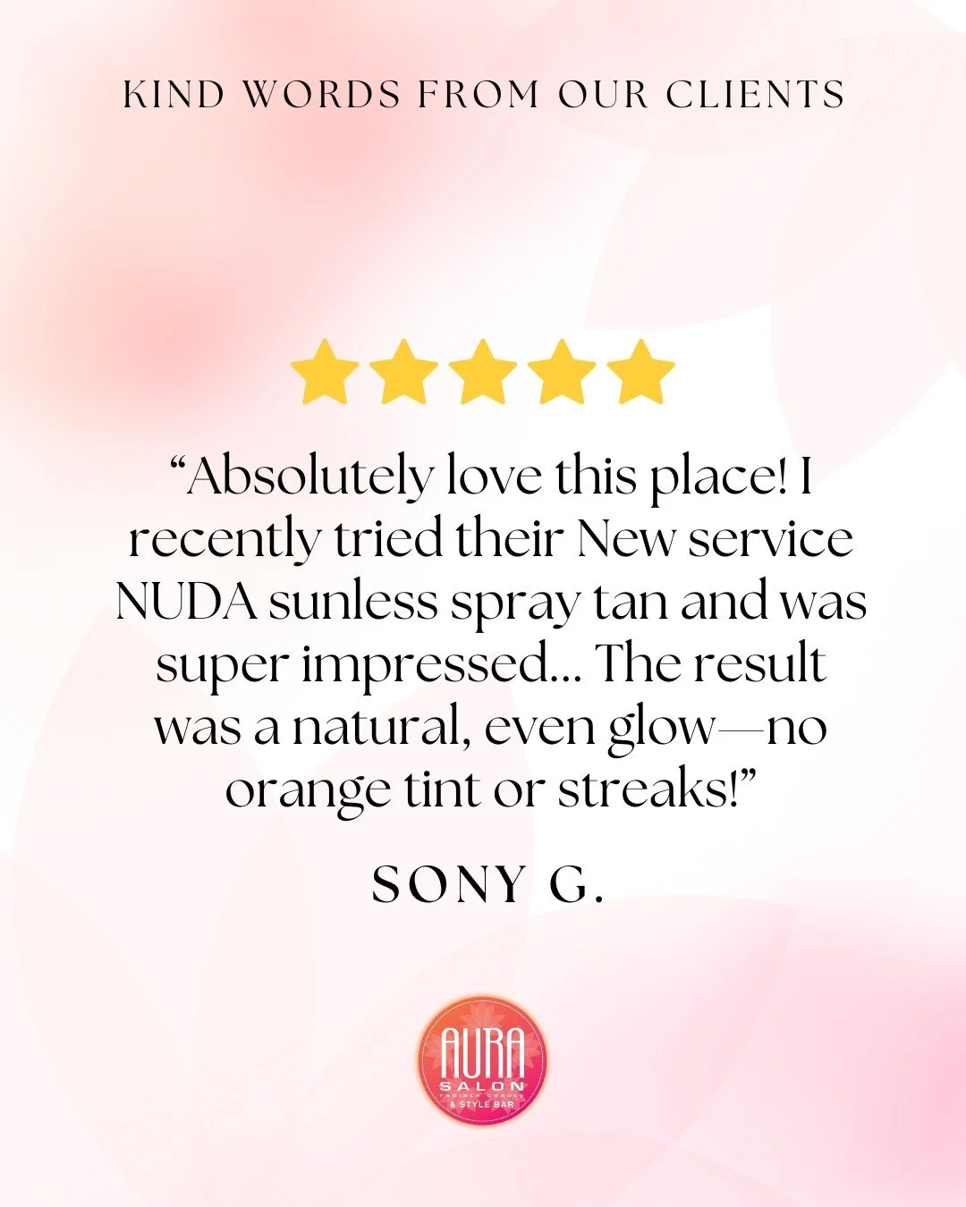 A new year is a time of renewal&mdash;and we&rsquo;re ready to glow ✨

If you&rsquo;re craving that just-back-from-the-tropics radiance (even in January), NUDA sunless tanning at Aura Salon delivers a healthy, natural glow&mdash;without harsh chemica