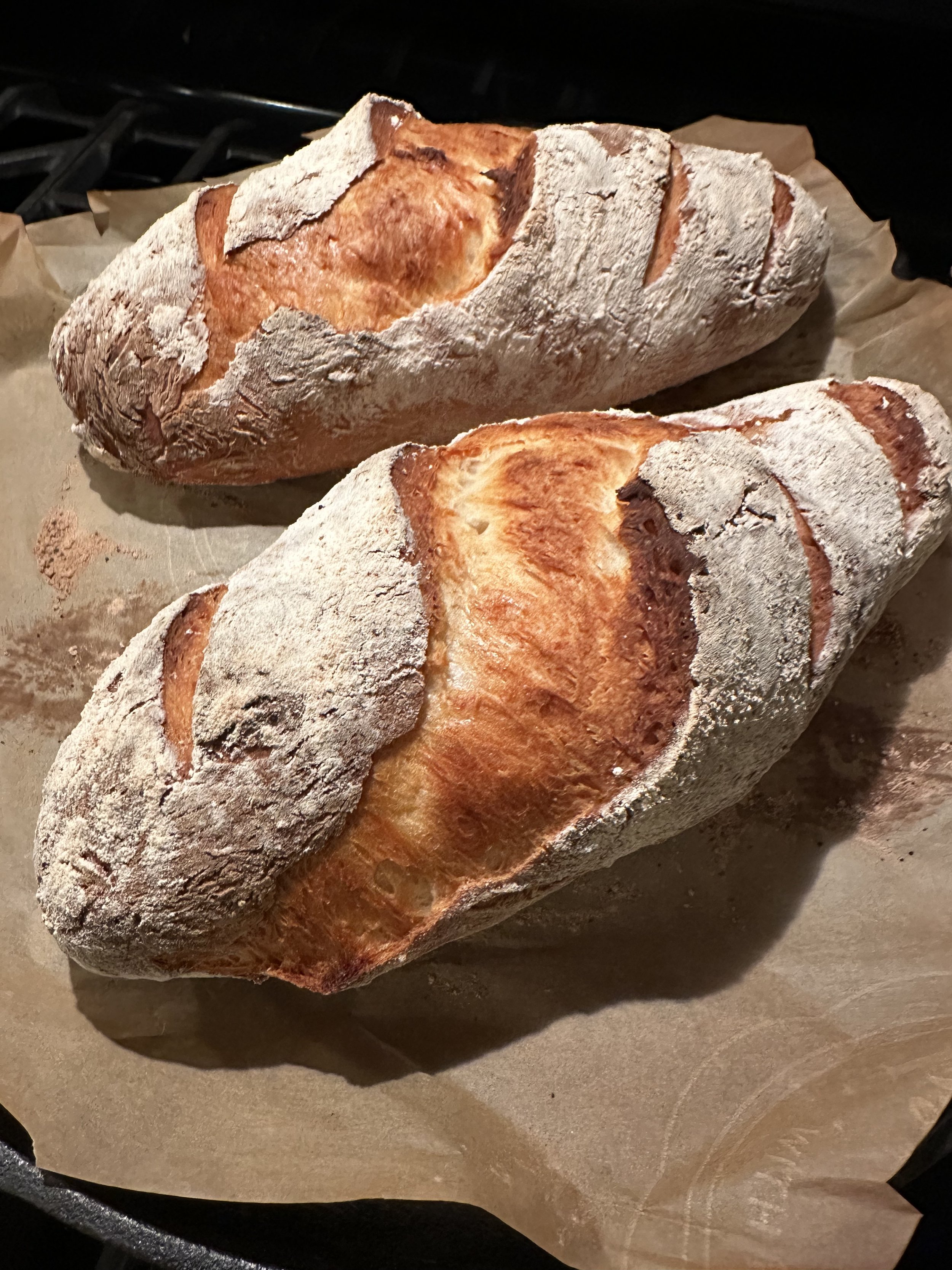 A image of two loaves of crusty bread