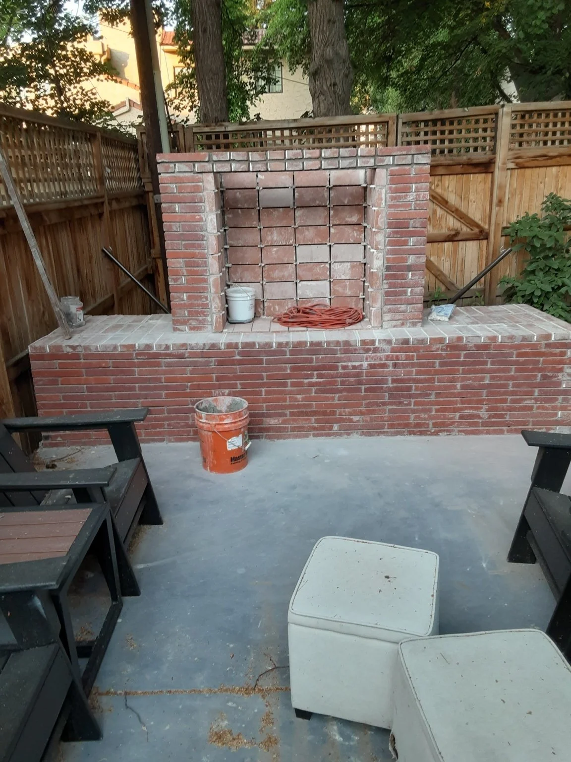 Brick fireplace construction