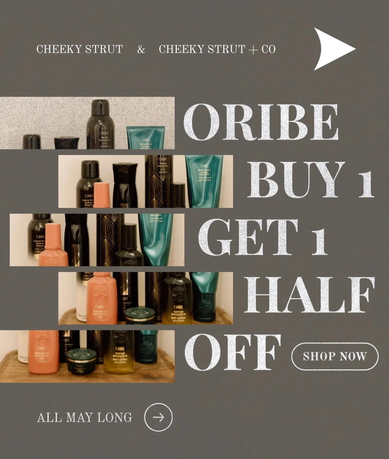 Buy One, Get One 50% OFF on all Oribe products all of May 🤍

Stock up on your favorites or finally try that product you&rsquo;ve been eyeing 👀 Luxury haircare, now with a little extra excuse to indulge.

In stock products only. Valid through May 31