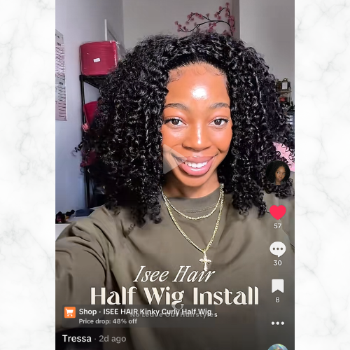 ISEE Hair Kinky Curly Half Wig