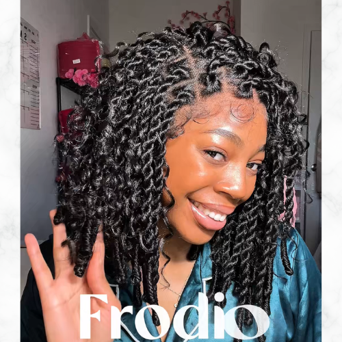 Frodio Hair Boho Twist Bob Glueless Wig
